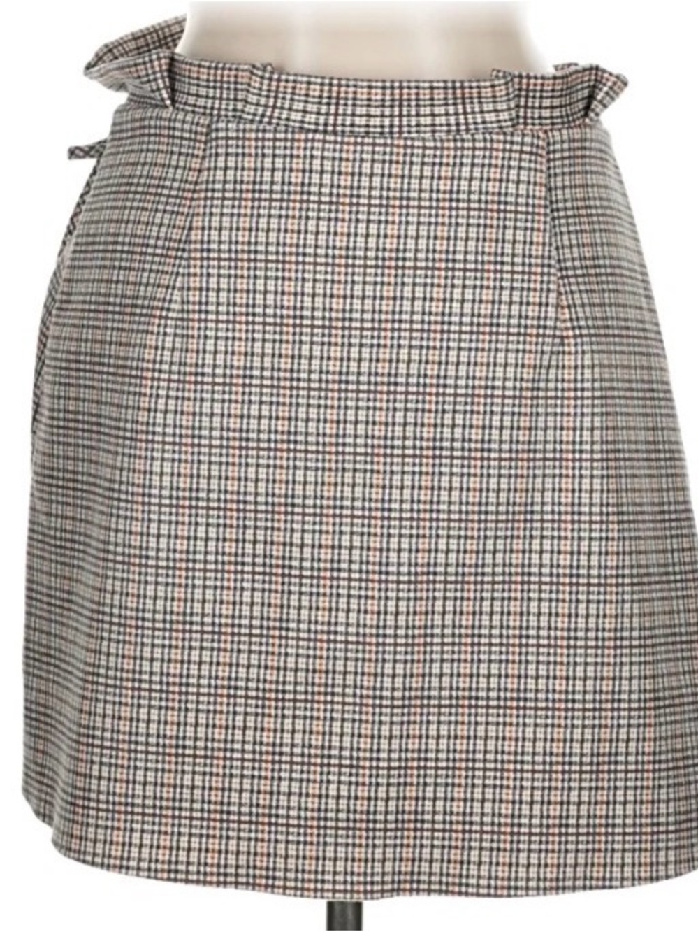 Zara Plaid A-Line Mini Skirt in Beige and Black NWOT